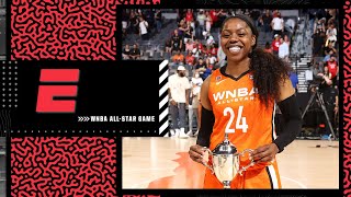 Arike Ogunbowale wins the 2021 WNBA AllStar Game MVP [upl. by Hairahcez656]