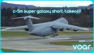 US Air Force C5 Super Galaxy landing and extreme short takeoff at Zurich Airport [upl. by Hollerman]