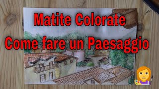 Come disegnare paesaggi con le matite colorate  Landscape Sketch [upl. by Aihsemak]