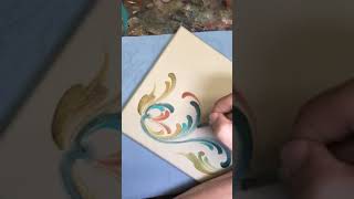 Norwegian Rosemaling  Telemark style canvas with Acrylic paint  Unintentional ASMR [upl. by Ennahtebazile523]