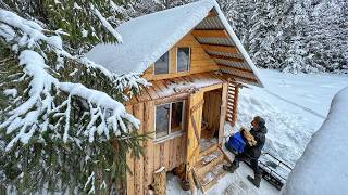 Off Grid Log Cabin Alone with my Dog in an Snowstorm [upl. by Ettigdirb658]