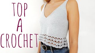 TOP CON CALADO  Tutorial crochet [upl. by Mallissa320]