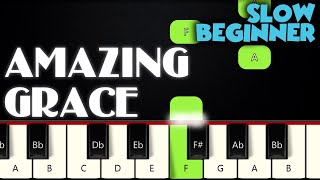 Amazing Grace  SLOW BEGINNER PIANO TUTORIAL  SHEET MUSIC by Betacustic [upl. by Eeralih]