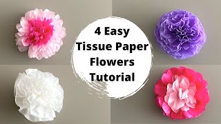 TISSUE FLOWER TUTORIAL  Easy to make Tissue Paper Flowers  DIY Tissue Paper Craft Idea [upl. by Navad]