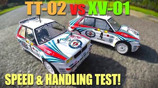 Tamiya Lancia TT02 VS XV01 Speed Test  Handling Test Run [upl. by Ita]