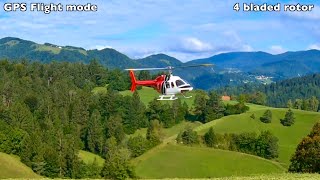 FLY WING Bell 206 RC Helicopter  4 vs 2 Bladed Rotor GPS Flight Modes Comparison 🇸🇮 [upl. by Azirb]