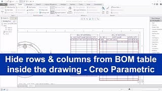 Hide rows and columns in Creo Parametric BOM table [upl. by Jobe]