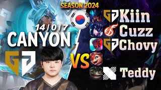 GEN Canyon NIDALEE Perfect Game VS Kiin Cuzz Chovy Teddy in the SAME TEAM  Patch 145 KR Ranked [upl. by Meave]