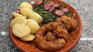 Receita de alheira de Mirandela assada no forno com grelos e batata cozida by necasdevaladares [upl. by Shulock]