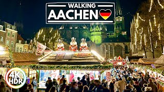 🇩🇪 AACHEN Germany🎄Christmas Lights amp Market Walk 2021✨4K HDR Walking Tour [upl. by Aicilav]