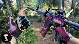 OneTapping Airsoft Players with REAL CSGO M4 Hyperbeast [upl. by Adiari]