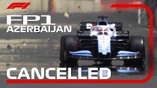 George Russells Drain Cover Incident Ends FP1  2019 Azerbaijan Grand Prix [upl. by Nina]