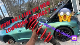 INSTALLED LOWERING SPRINGS ON MY CAMARO HOW DOES IT DRIVE amp HANDLE NOW [upl. by Eimaraj]