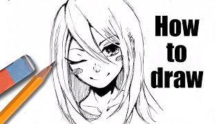 How to draw a cute Manga Girl 5 EASY Steps [upl. by Ddarb]