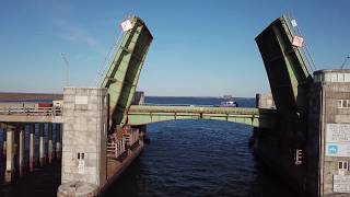 Meadowbrook Parkway drawbridge  Wantagh NY  DJI Mavic Pro  March 11 2018 [upl. by Ailuj691]