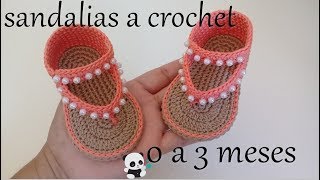 Sandalias a crochet para bebe  0 a 3 meses [upl. by Pisano]