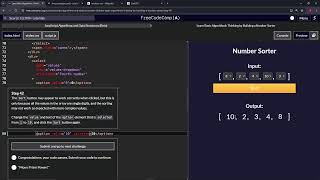 Learn Basic Algorithmic Thinking by Building a Number Sorter  FreeCodeCamp [upl. by Sum642]