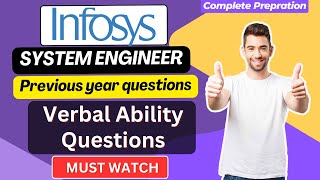 Infosys System Engineer Previous Year Questions  Verbal Ability Practice Question  Complete Series [upl. by Nylikcaj11]