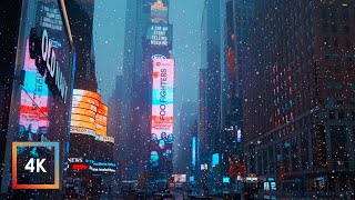 Snowfall in Times Square NYC  Walking in New York City in the Winter Snow 4k [upl. by Tinor]