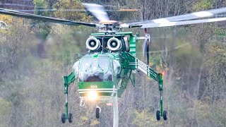 Erickson Skycrane Big forest fire in Italy Helicopters and Canadairs work hard to save the houses [upl. by Dail761]