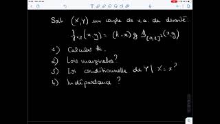 Exercice Densité jointe densités marginales et conditionnelles indépendance [upl. by Alaik]