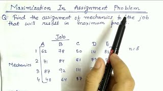 Lec32 Maximization Assignment Problem  Unbalanced Example  In Hindi  In Operation Research [upl. by Katinka]