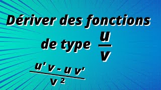 Calcul de la dérivée de fonctions quotient uv  exercices corrigés [upl. by Paulita]