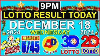 Lotto Result Today 9pm December 18 2024 PCSO [upl. by Arimahs]