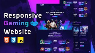 How to Make Responsive Gaming Website Using HTML CSS JavaScript [upl. by Nosyla]