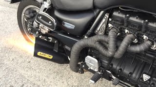 TRIUMPH ROCKET III  NEW CUSTOM EXHAUST SOUND CHECK LOUD [upl. by Byler]