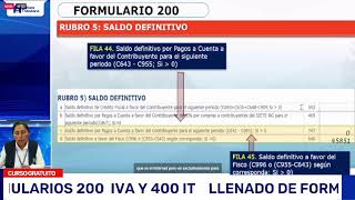 CURSO LLENADO DE FORMULARIOS 200 IVA Y 400 IT [upl. by Malva]