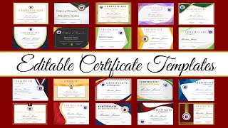 EDITABLE CERTIFICATE TEMPLATES [upl. by Dita]