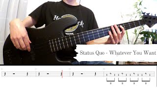 Status Quo  Whatever You Want  Bass Cover amp Tabs [upl. by Hannan]