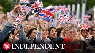 Watch again View of Buckingham Palace on day of platinum jubilee pageant [upl. by Nimajaneb307]