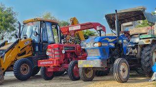 JCB 3dx Eco Xpert Running Loading Tractor Stuck in Mud New Mahindra 475 Massey Ferguson Eicher 380 [upl. by Mosira]