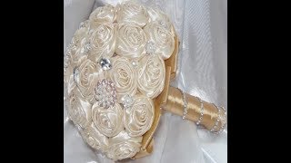 1 DIY How to make Your Own Brooch Bridal Bouquet Fabric Flowers No Wires Easy [upl. by Ashraf]