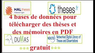 4 bases de données pour télécharger des thèses et des mémoires en PDF gratuit [upl. by Amsirac]