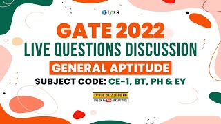 GATE General Aptitude 2022 Live Questions Discussion  CE1 BT PHampEY [upl. by Feilak]