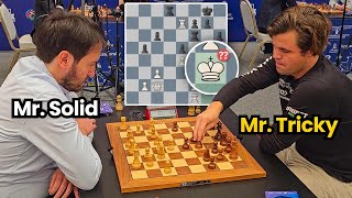 Teimour Radjabovs solidity vs Magnus Carlsens genius  World Blitz 2023 Round 5 [upl. by Trygve]