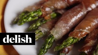 Prosciutto Wrapped Asparagus  Delish [upl. by Olivie]