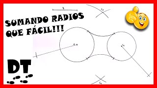 💪 circunferencia TANGENTE a DOS circunferencias dado el radio paso a paso 🏆 dibujo técnico fácil [upl. by Aizirk]