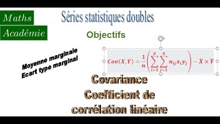 Série statistique double séries marginales moyenne marginale écart type covariancecorrélation [upl. by Spiros60]