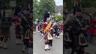 Drum Major leads The Highlanders 4 SCOTS Pipes and Drums to 2022 Braemar Gathering shorts [upl. by Lamrert]