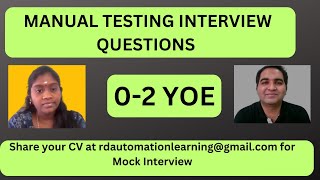 Manual Testing Interview For Freshers Testing Interview Questions [upl. by Jeralee]