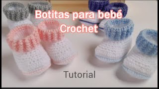 Botitas para bebé en crochet paso a paso  0 a 3 meses [upl. by Cila315]