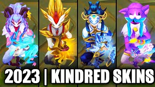 ALL KINDRED SKINS SPOTLIGHT 2023  League of Legends [upl. by Ahsinom]