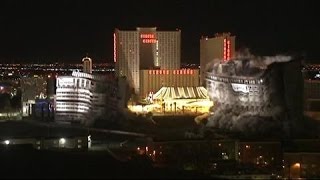 Controlled Implosion Flattens Las Vegas Casino [upl. by Nilla]