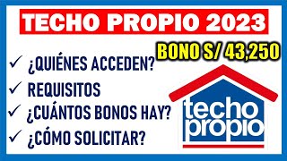 TECHO PROPIO 2023 Todo lo que tienes que saber Bono Habitación Familiar Requisitos y postulación [upl. by Adaynek]