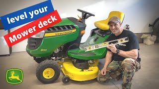 How to LEVEL your mower deck John Deere [upl. by Chlo937]