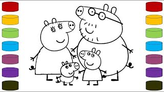 Peppa pig family Drawing for kids Painting amp Coloring for kids Toddlers  Lets Draw Together [upl. by Phionna866]